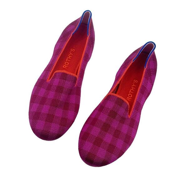 Rothy's The Cherry Gingham Slip On Ballet Flat Comfortable Purple Size W8 NWOB - Picture 7 of 9